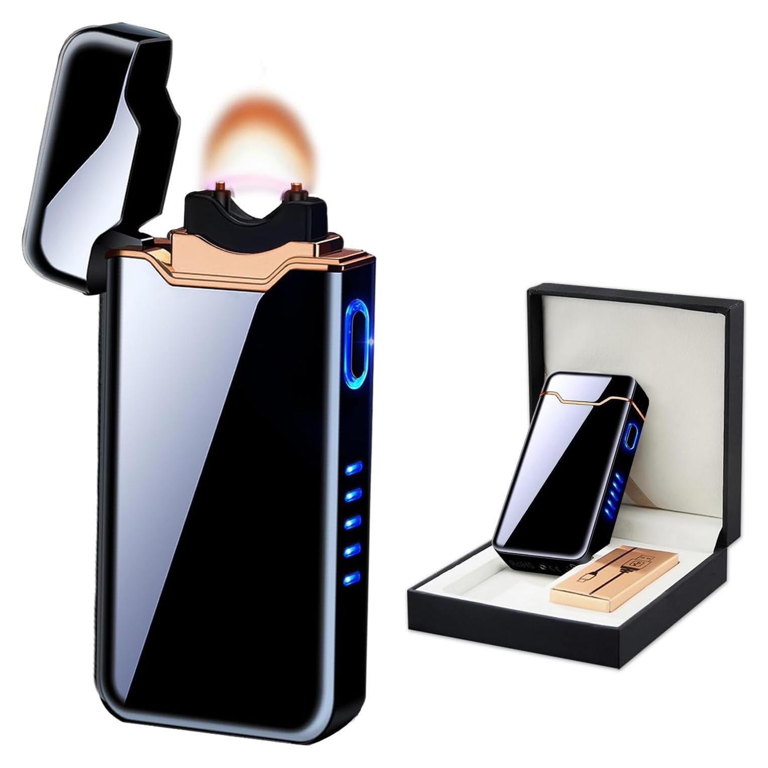 Encendedor Eléctrico BABOBIU Recargable Negro a Prueba de Viento