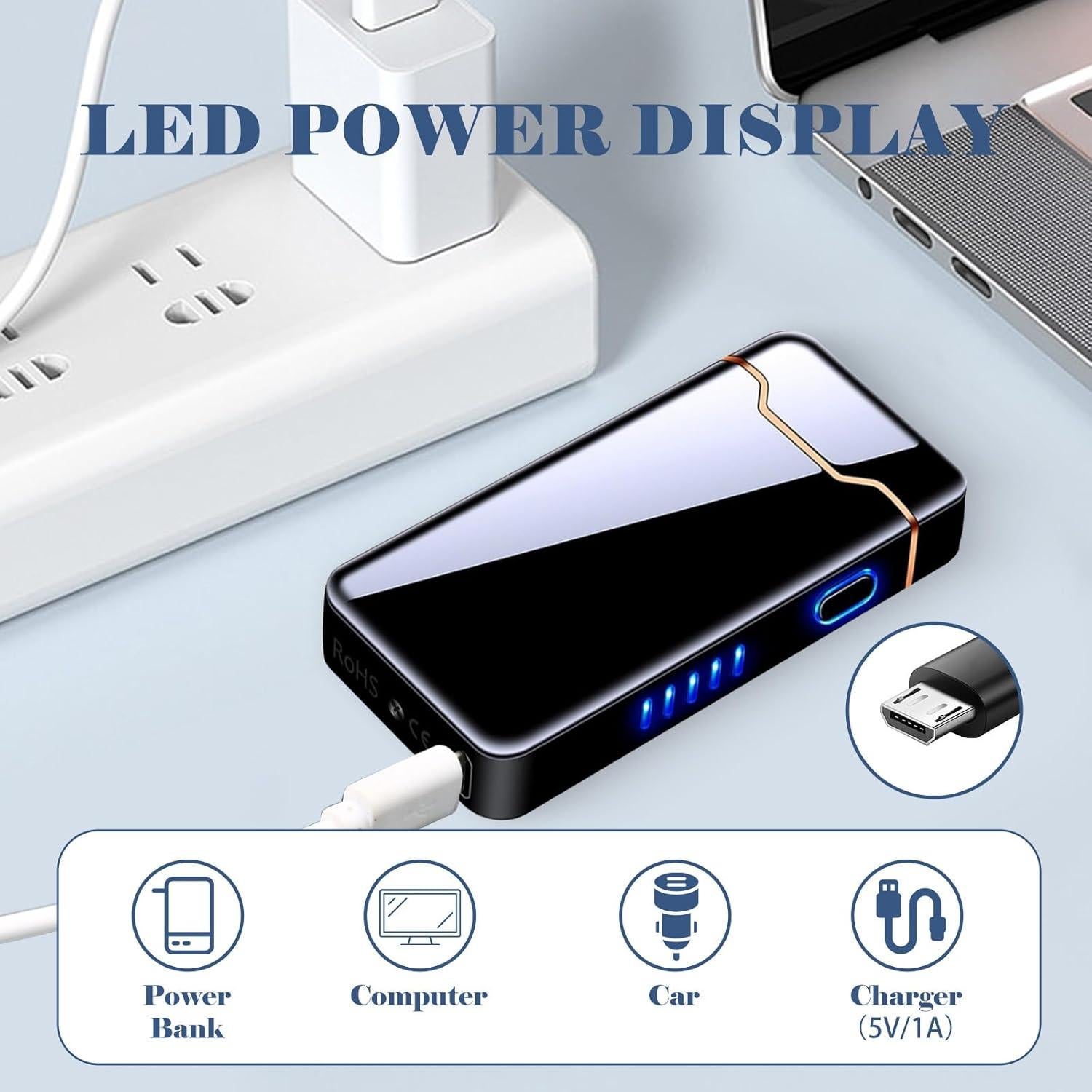 Encendedor Eléctrico BABOBIU Recargable Negro a Prueba de Viento