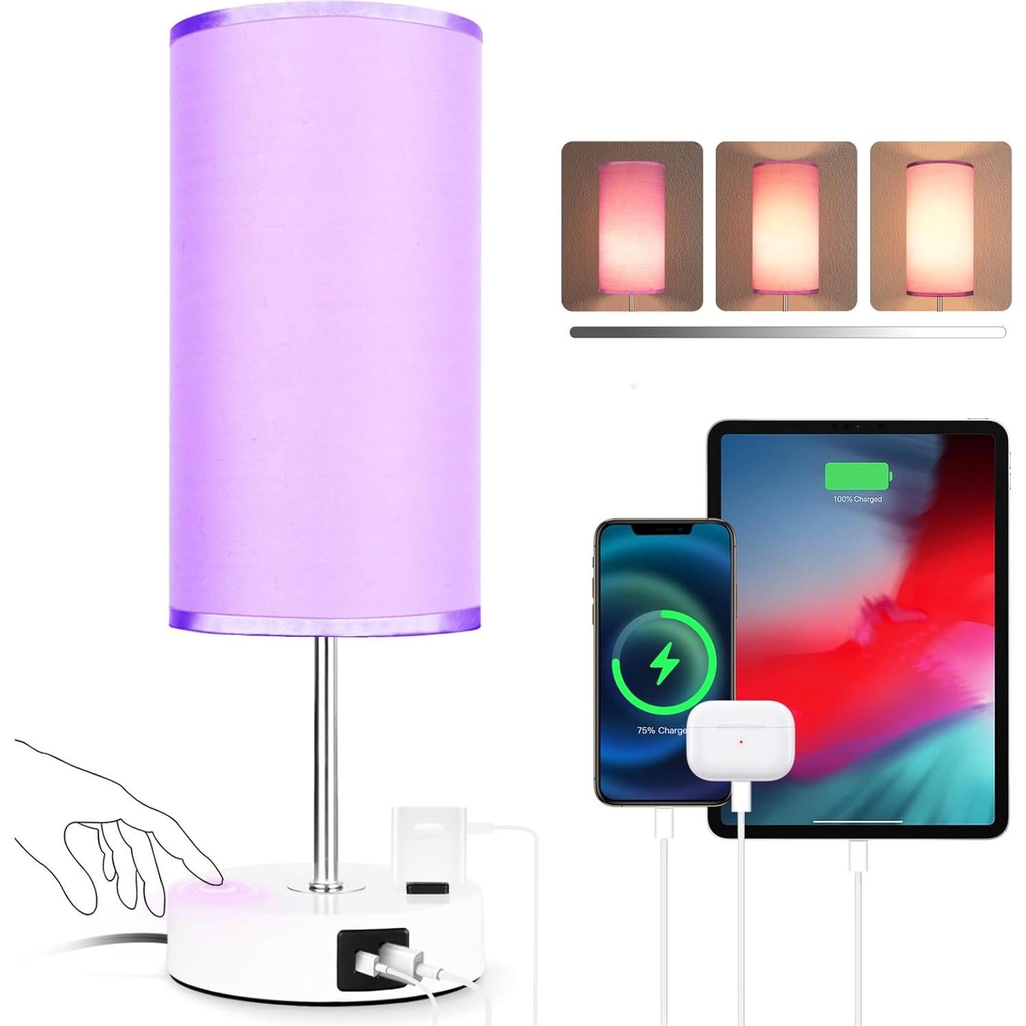 Lámpara de Mesa Táctil Gugsey con USB y 3 Niveles de Luz