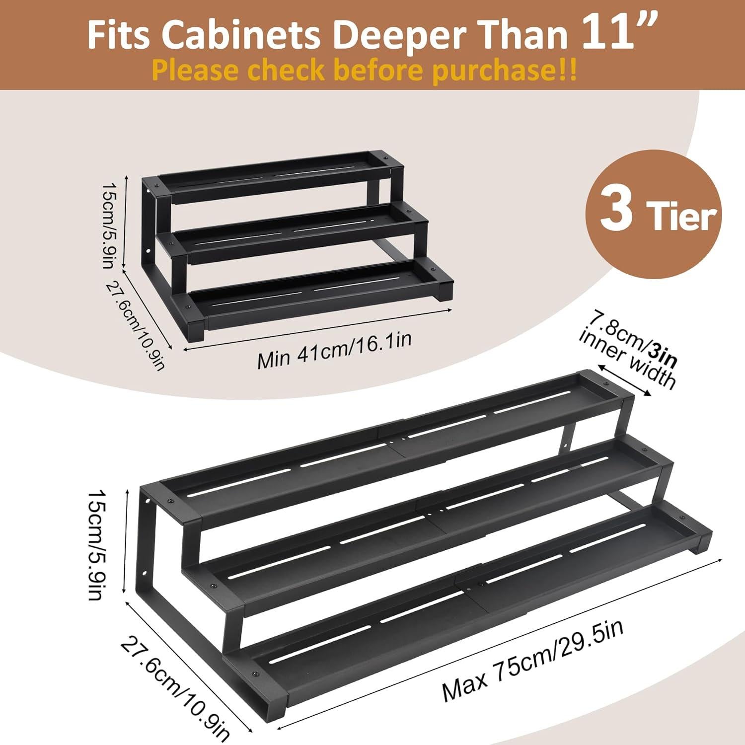 Organizador de Especias GOENDR Expandible 3 Niveles 40.6-74.9 cm