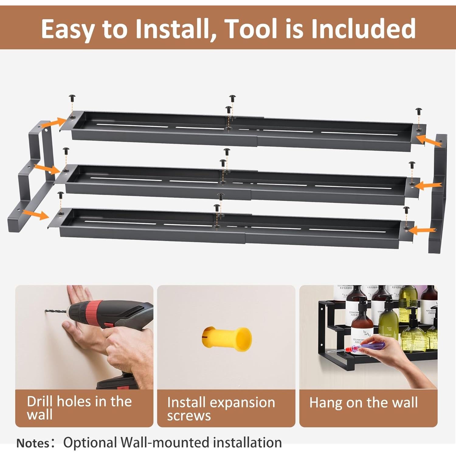 Organizador de Especias GOENDR Expandible 3 Niveles 40.6-74.9 cm