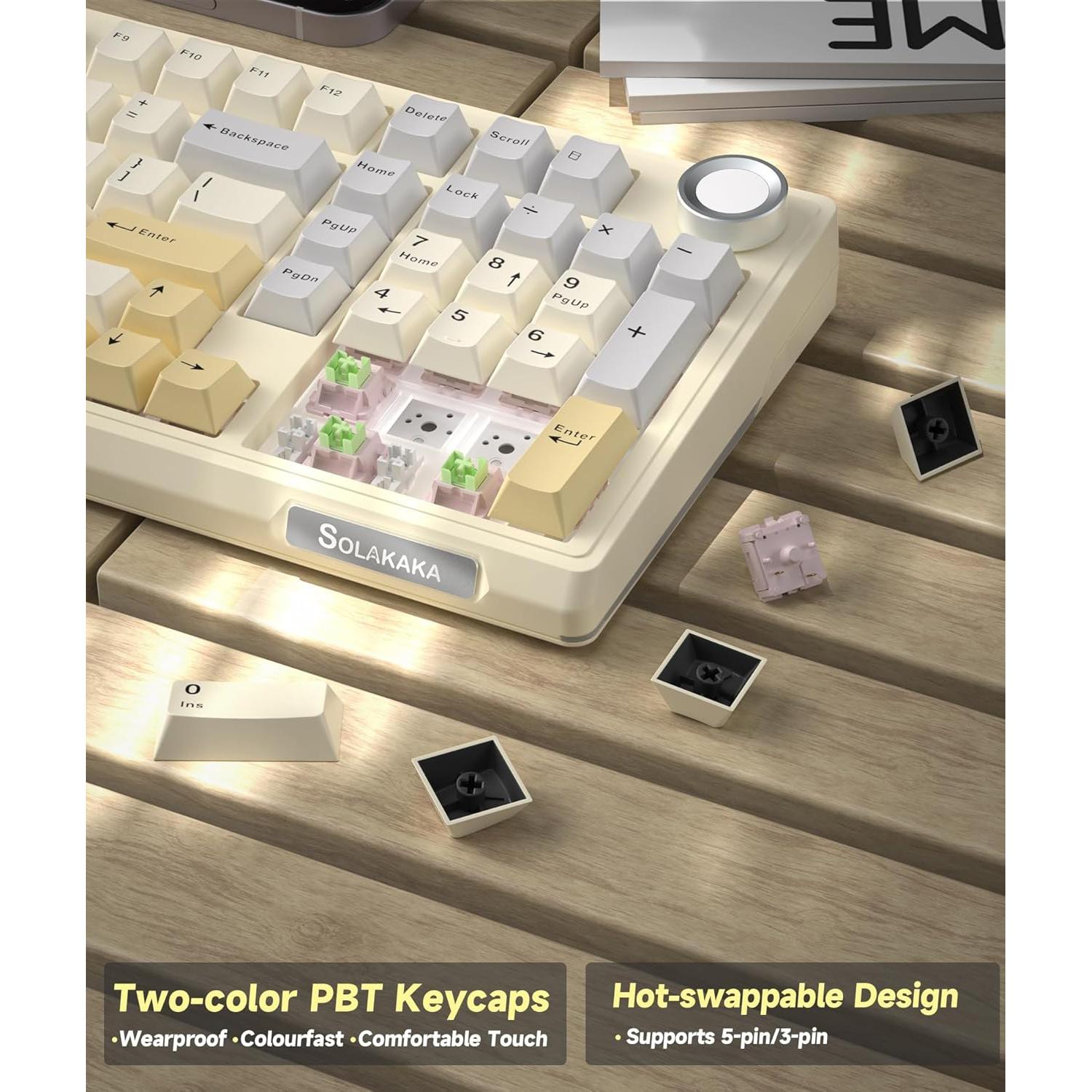 Teclado Mecánico Inalámbrico SOLAKAKA KI99 Pro 96% Beige