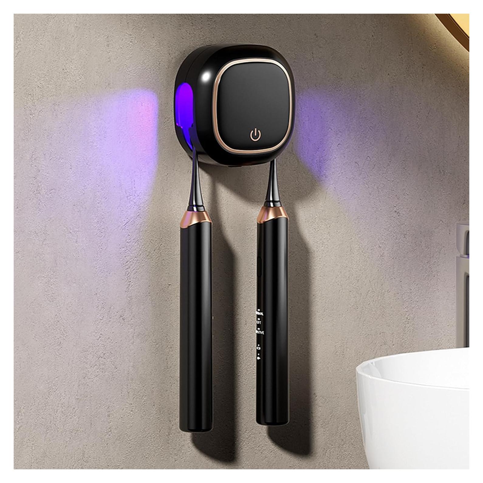 Soporte de Cepillo de Dientes Wekity Montado en la Pared Negro