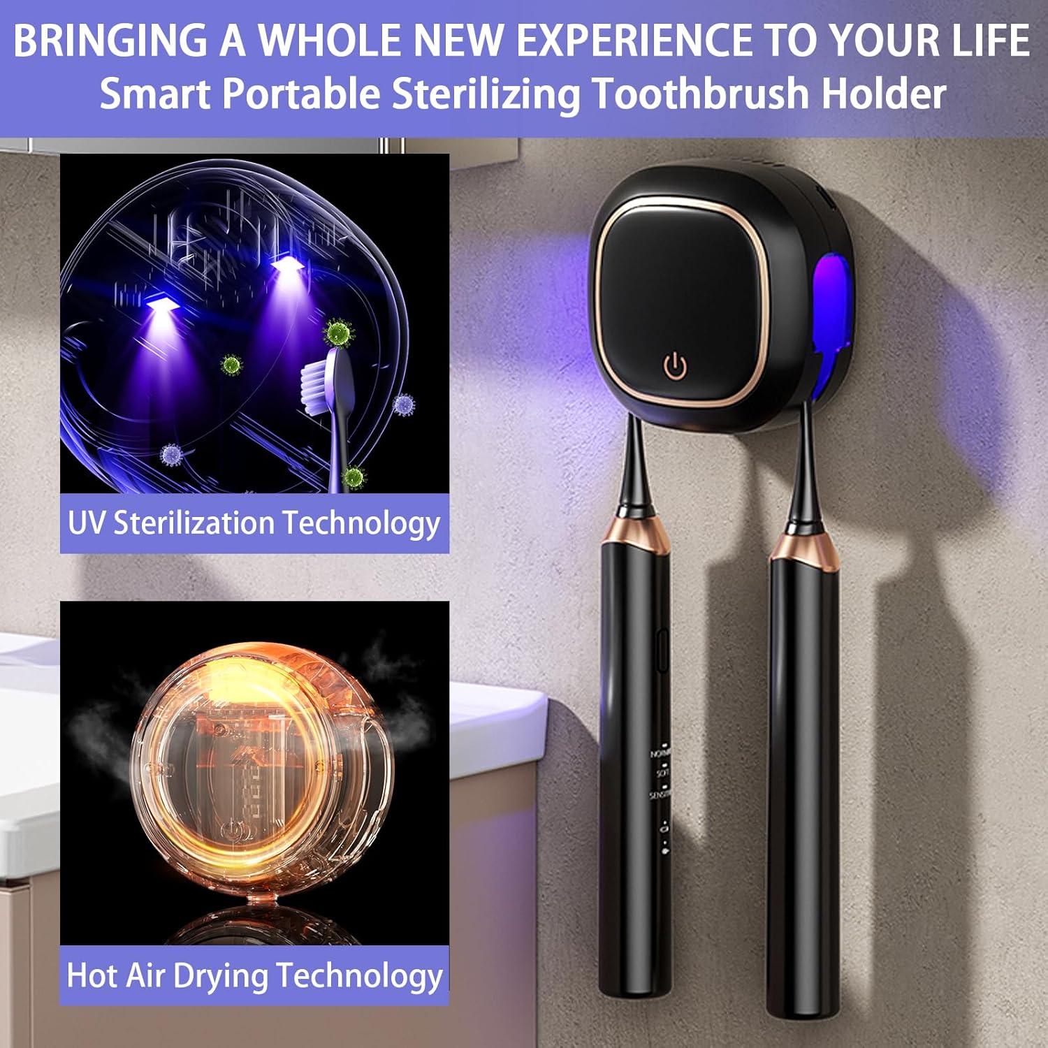 Soporte de Cepillo de Dientes Wekity Montado en la Pared Negro