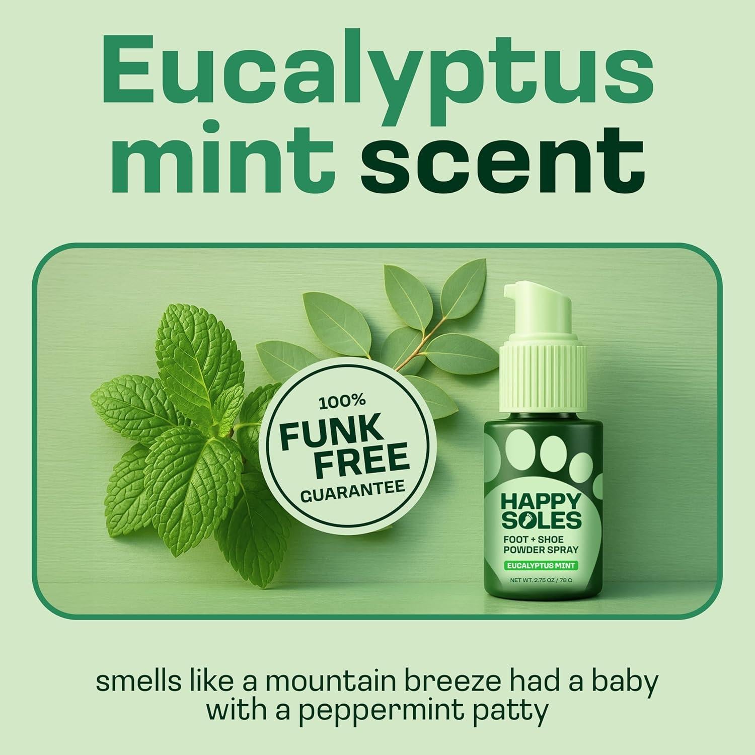Desodorante en polvo para pies Happy Soles Eucalipto Menta