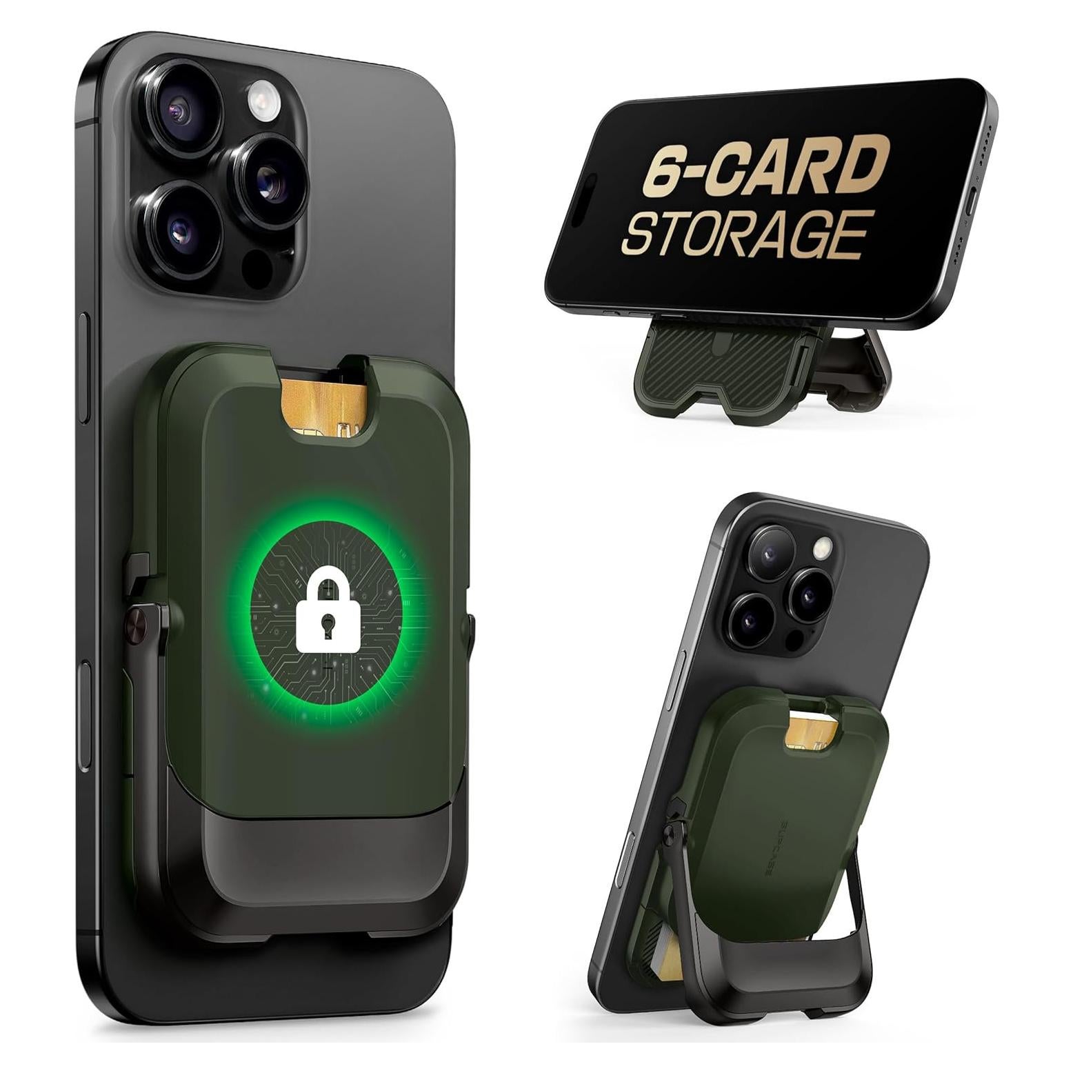 Cartera Magnética SUPCASE para iPhone 16/15/14/13/12 - Verde Batalla