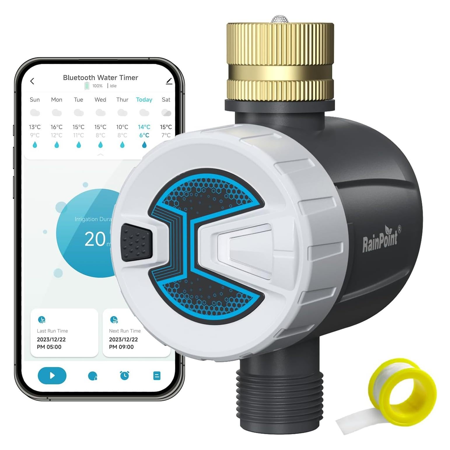 Temporizador de Manguera RAINPOINT Bluetooth con Bronce