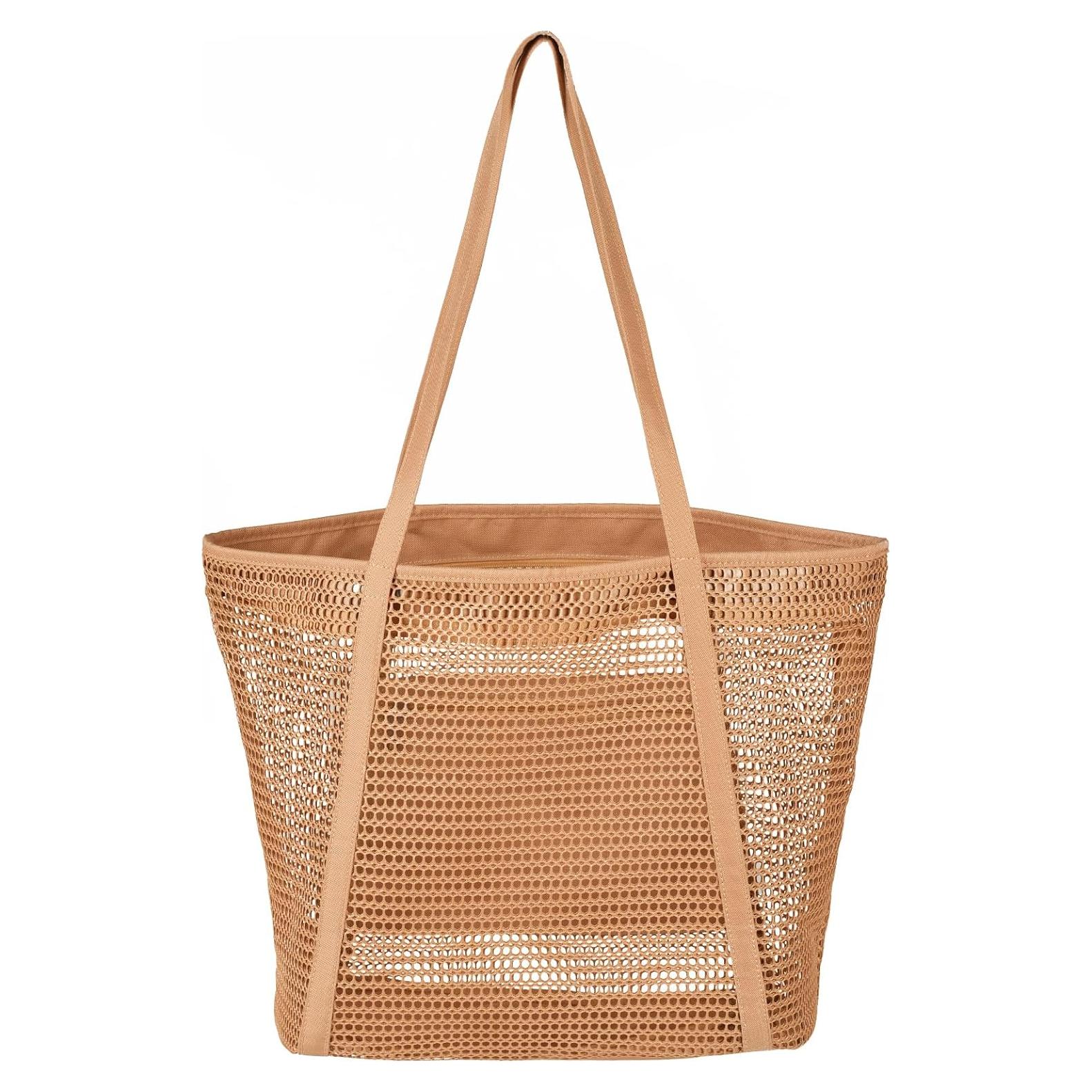 Bolsa de Playa de Malla Tibroni con Cremallera y Bolsillo Interior