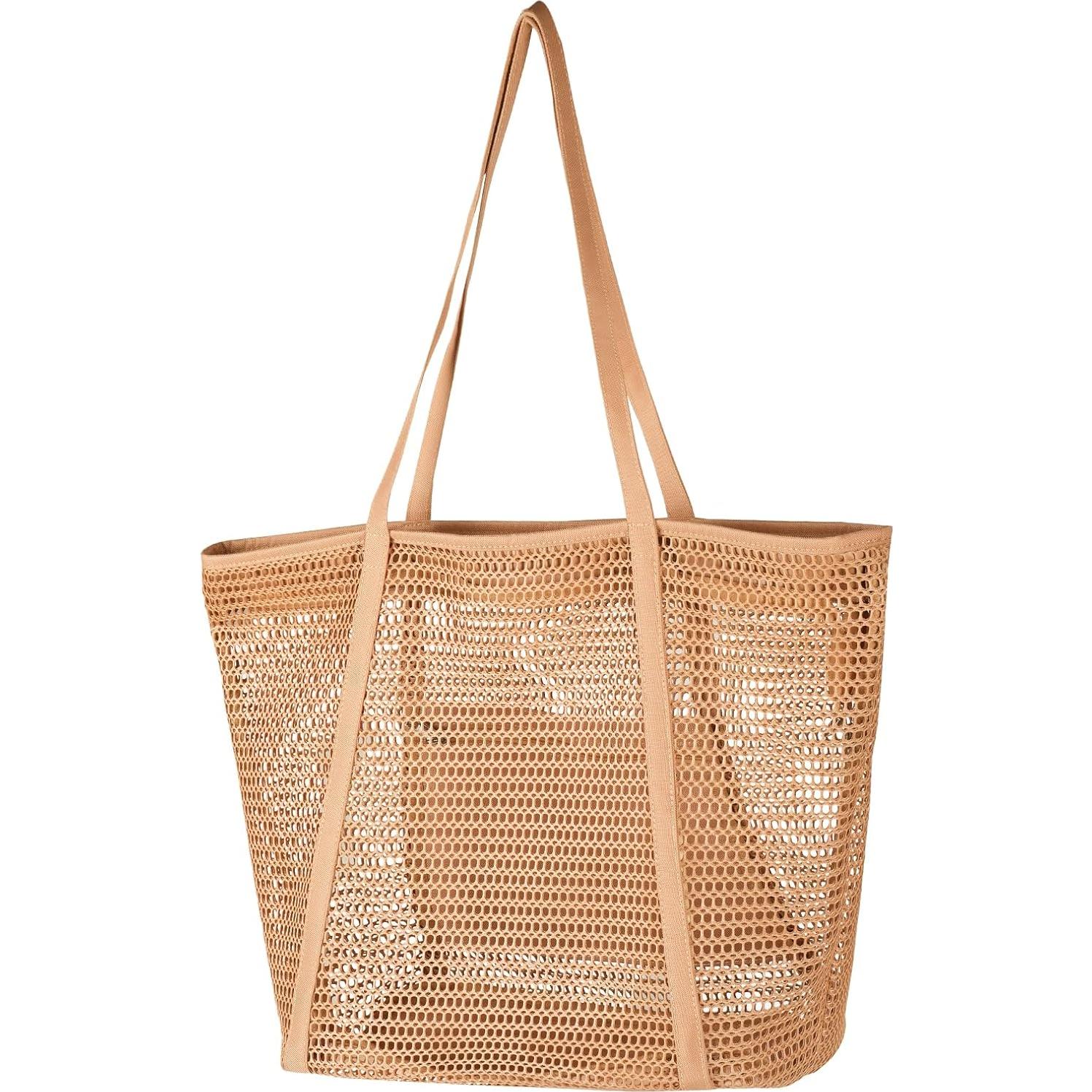 Bolsa de Playa de Malla Tibroni con Cremallera y Bolsillo Interior