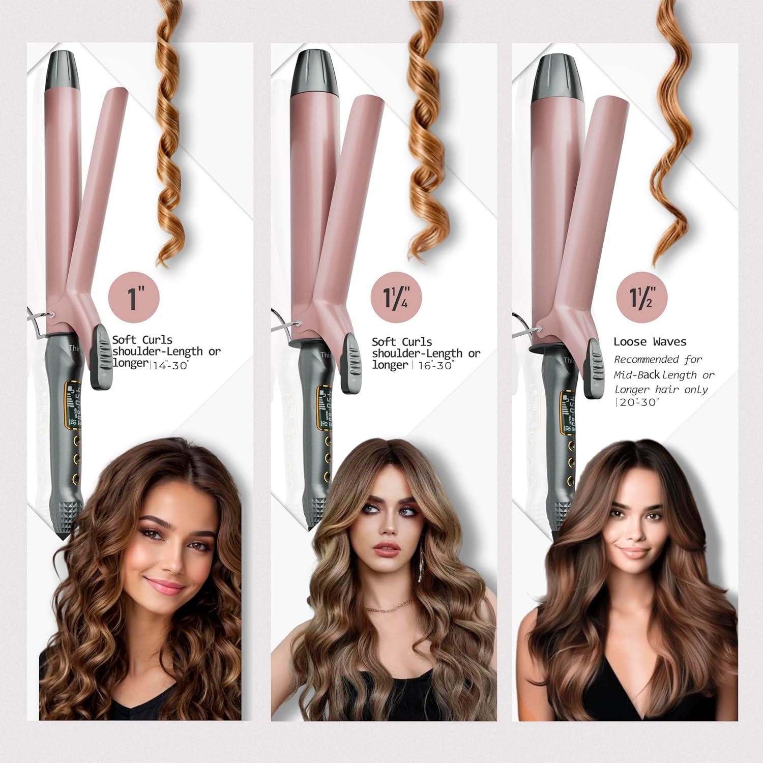 Plancha de Rizar Thirtek 1 Pulgada Oro Rosa, Barril Extra Largo 18.5 cm