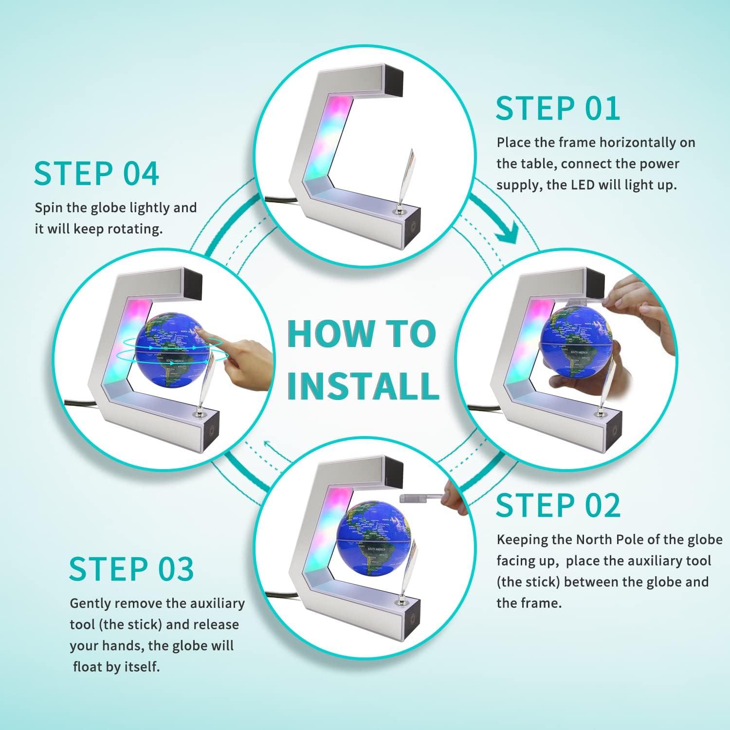 Globo de Levitación Magnética Flagest 8.4 cm con LED y Bolígrafo