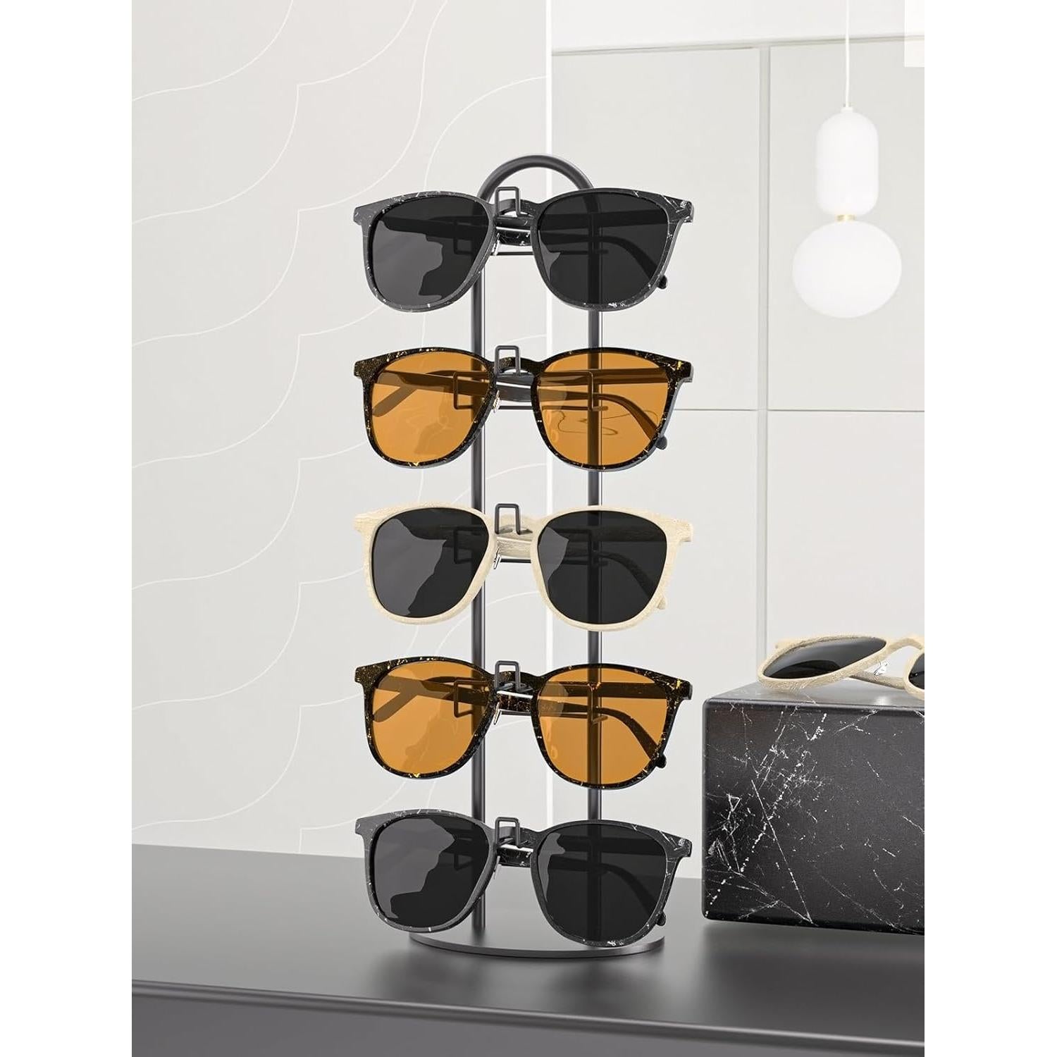 Soporte de exhibición de gafas de sol Justsoso negro 5 pares