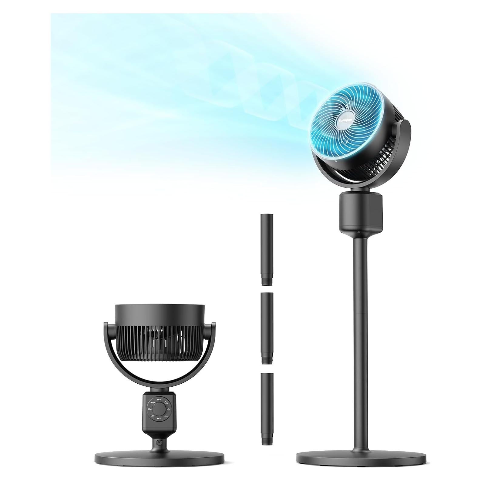 Ventilador de Pedestal DR.PREPARE 33W Oscilante Ajustable 40-86 cm