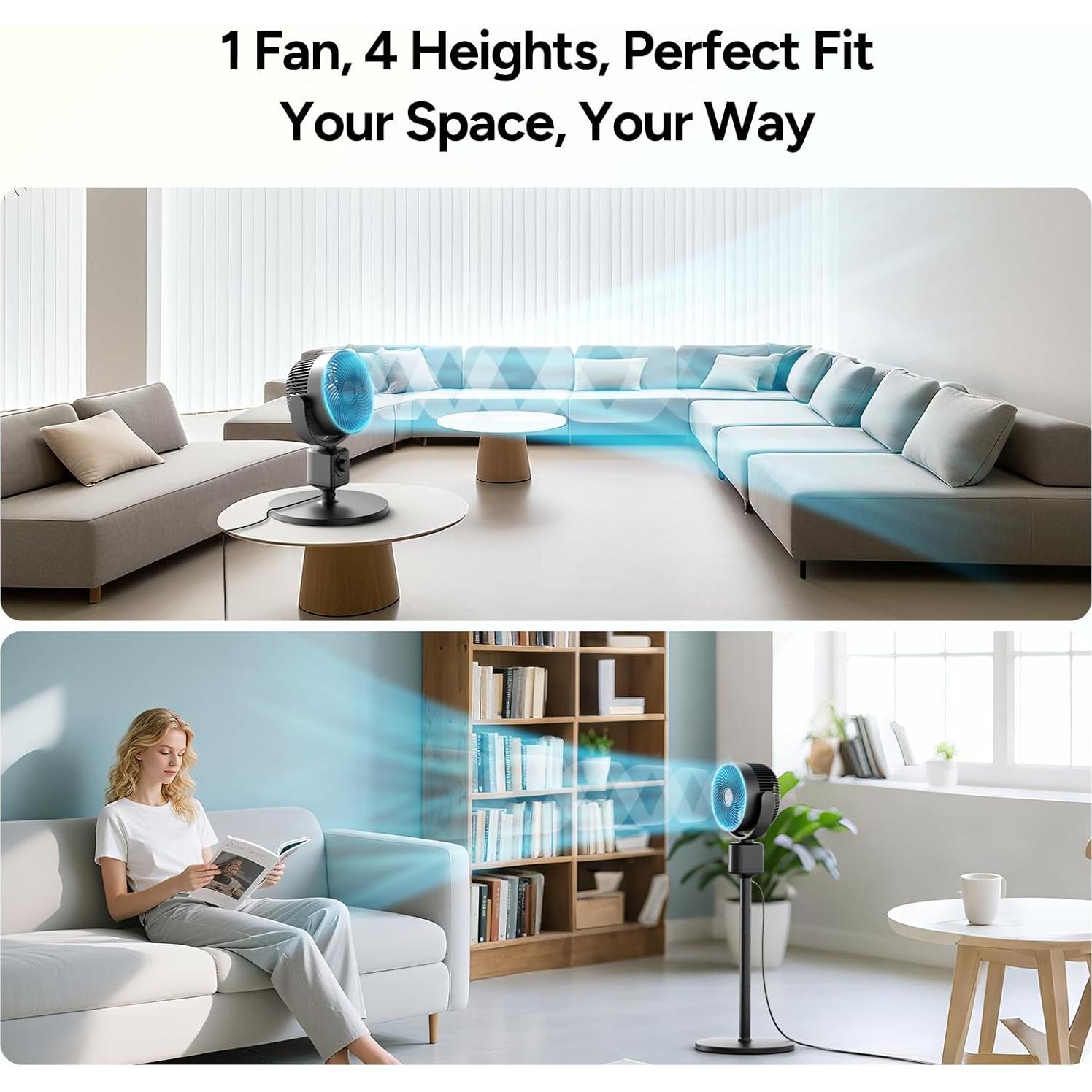 Ventilador de Pedestal DR.PREPARE 33W Oscilante Ajustable 40-86 cm