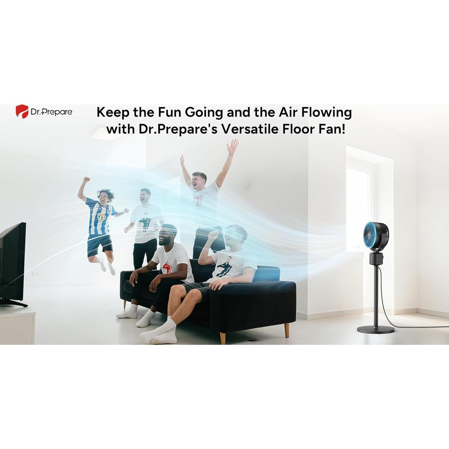 Ventilador de Pedestal DR.PREPARE 33W Oscilante Ajustable 40-86 cm