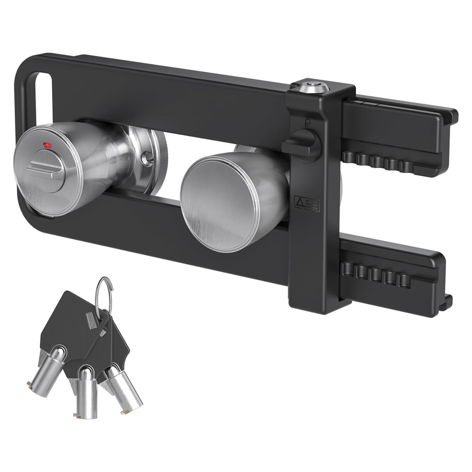 Cerradura de Seguridad Doble Puerta AST - Refuerzo Negro Mate
