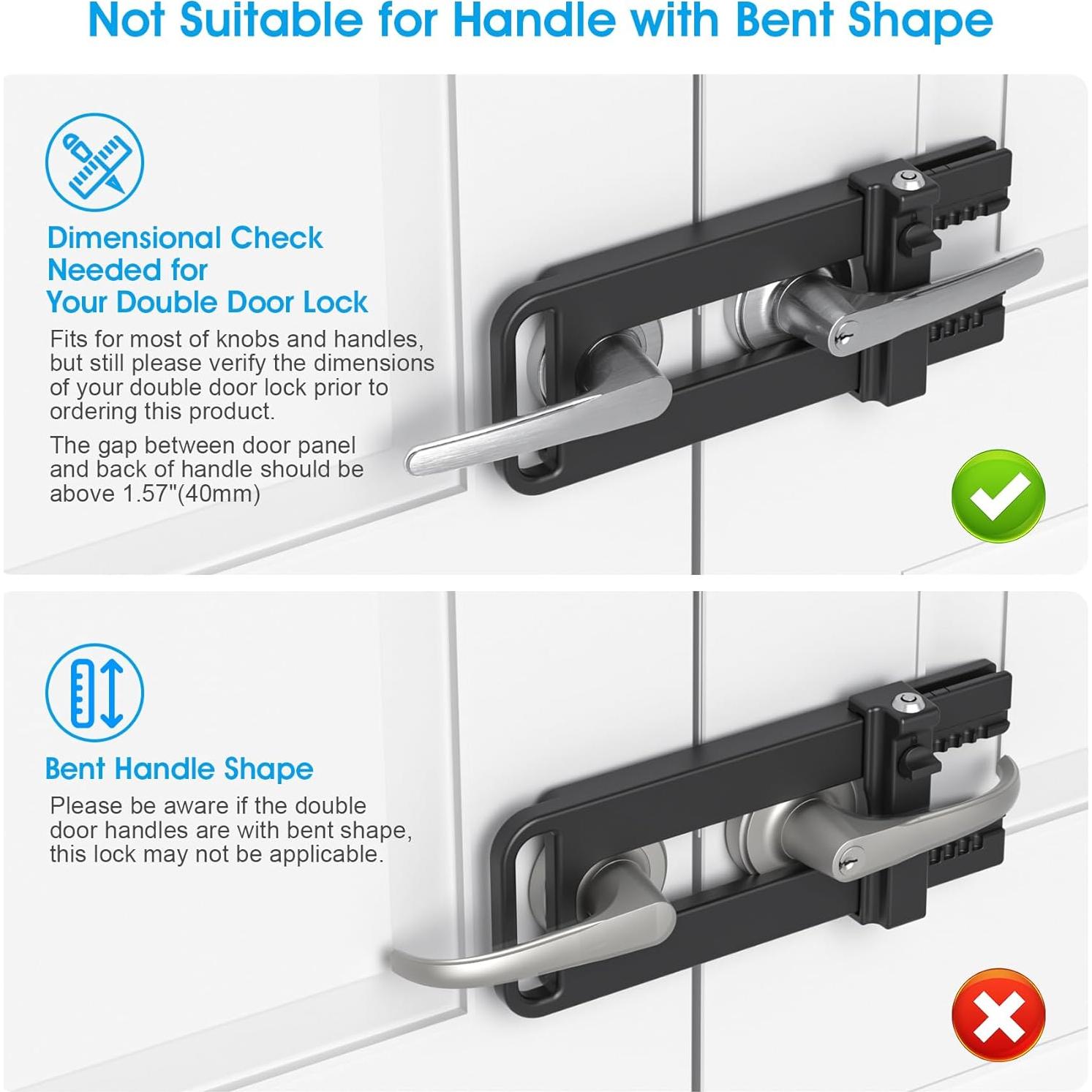 Cerradura de Seguridad Doble Puerta AST - Refuerzo Negro Mate