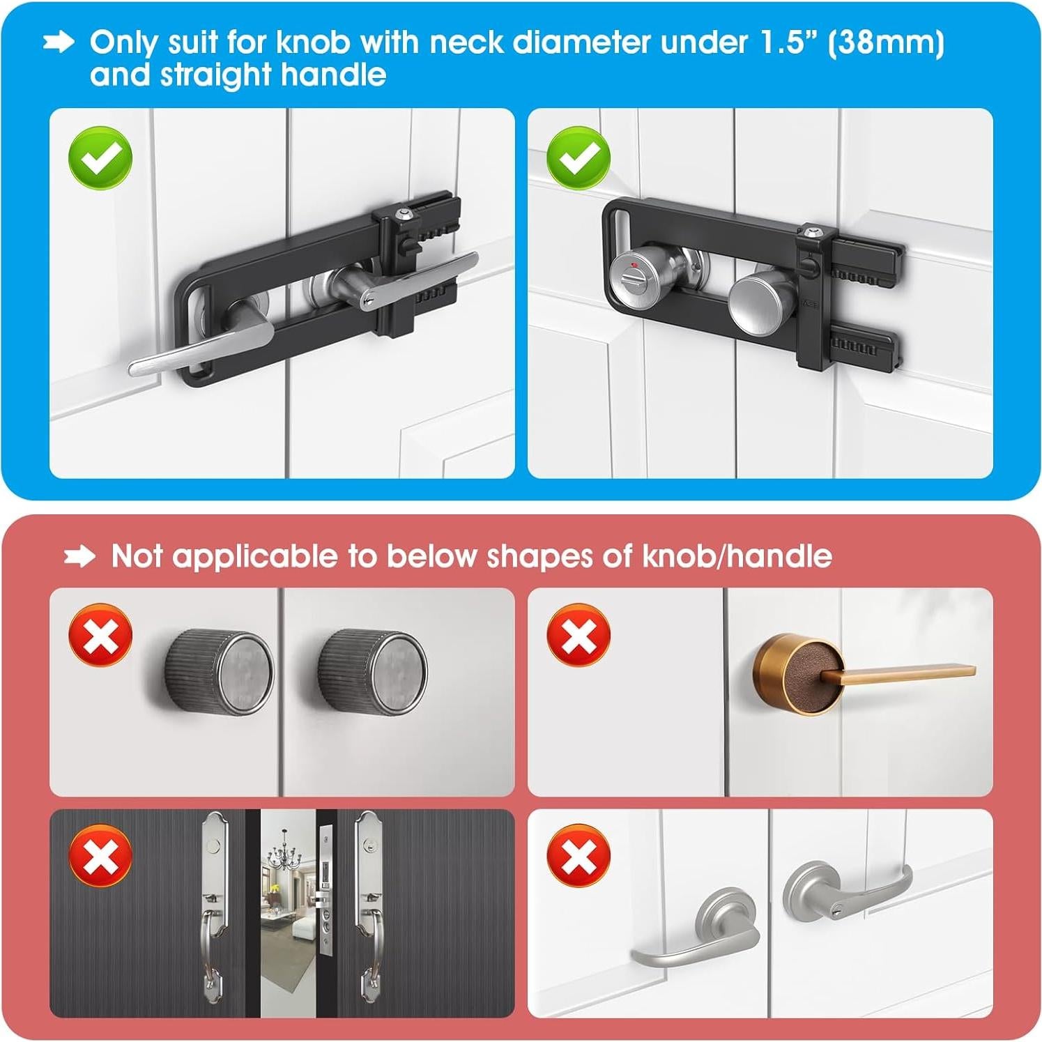 Cerradura de Seguridad Doble Puerta AST - Refuerzo Negro Mate