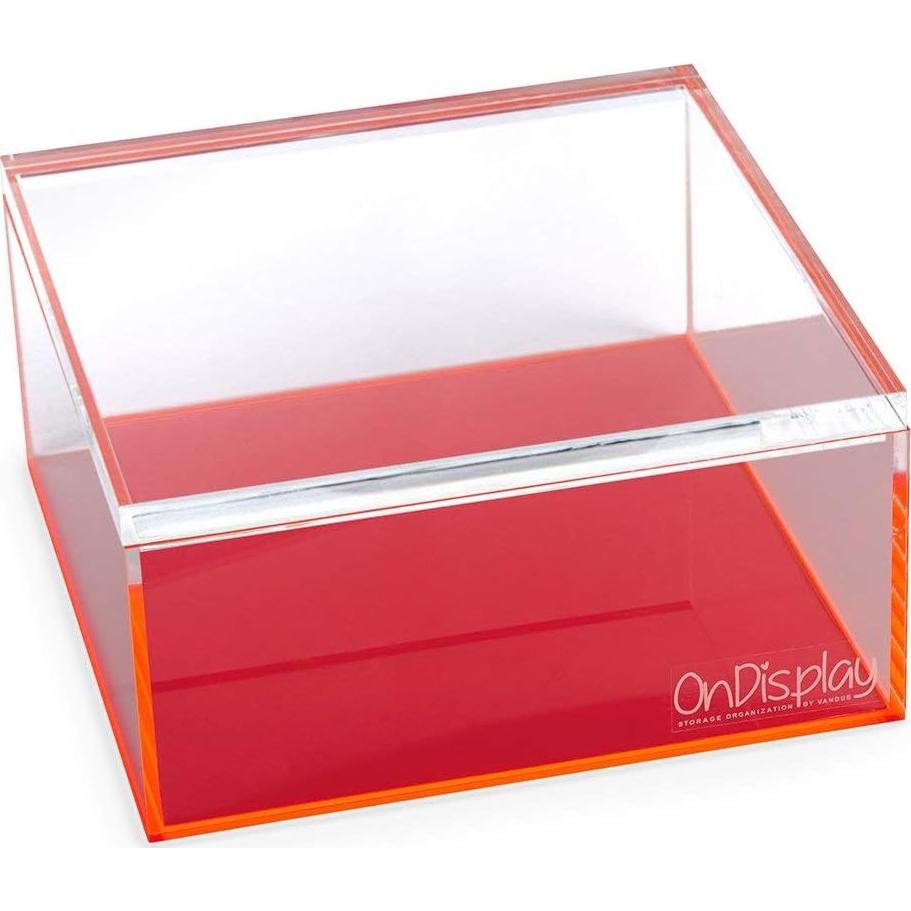Caja de Almacenamiento Acrílico Claro Neón Eléctrico OnDisplay Mediana 21x21x12cm