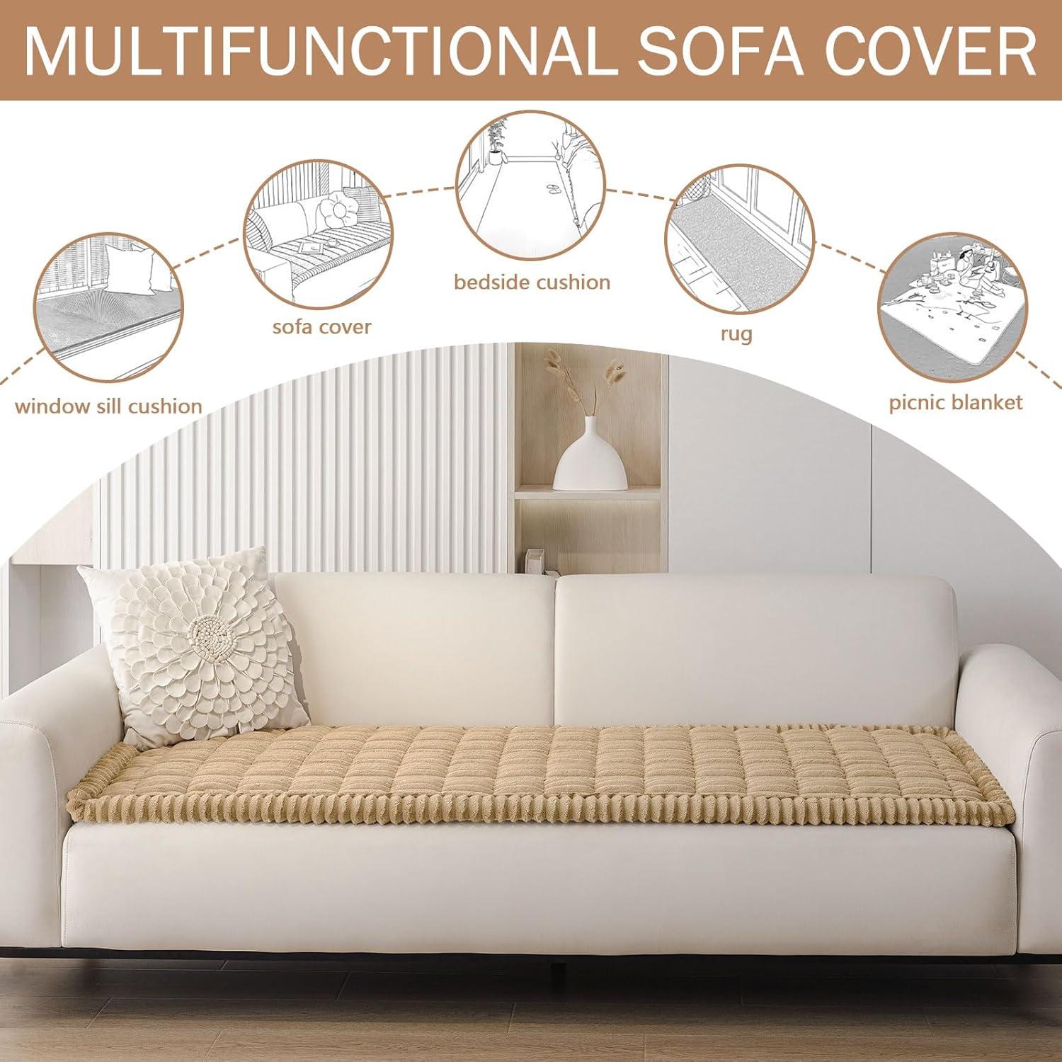 Funda de Sofá Smiry Lavable Antideslizante 70x150 cm Camel