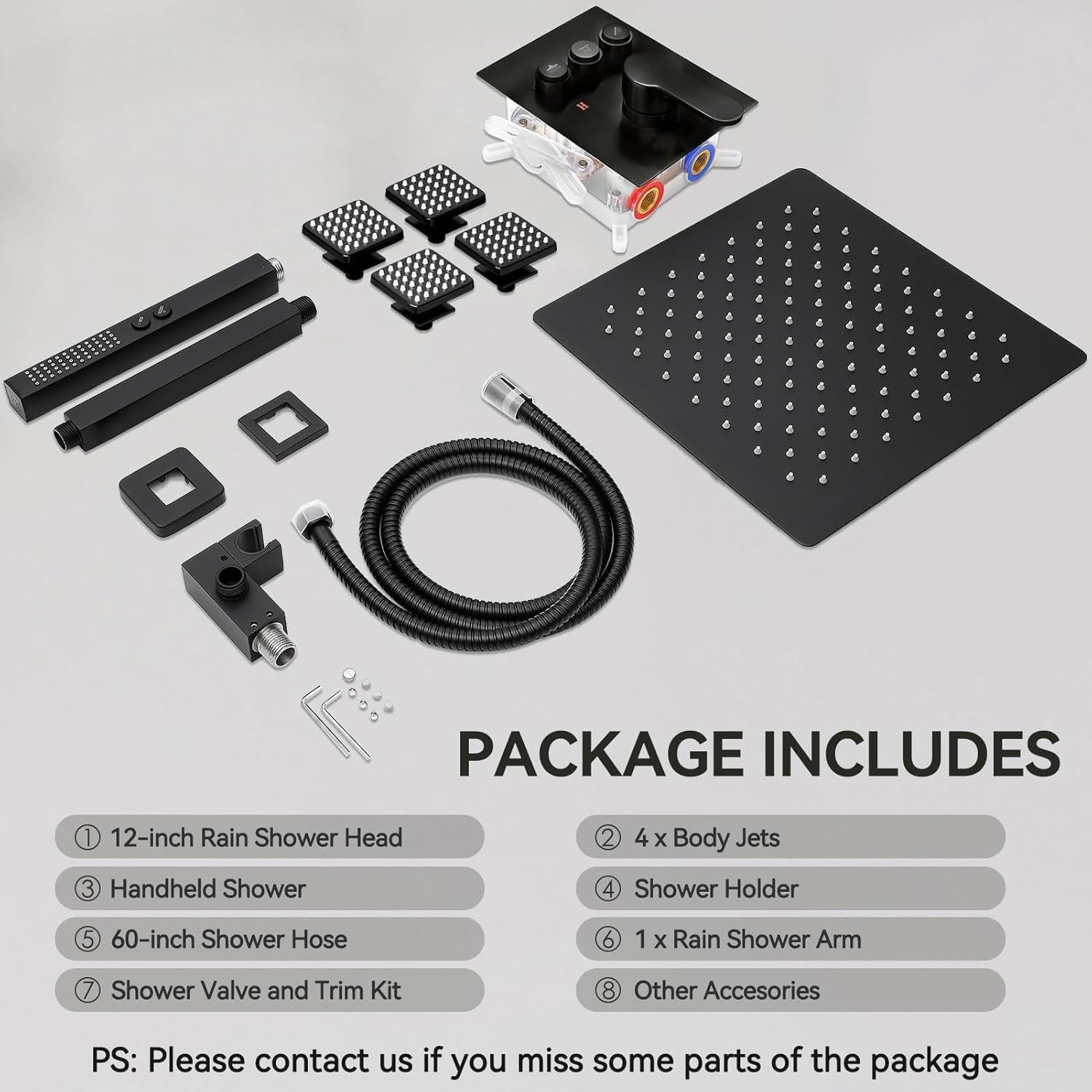 Conjunto de Ducha Completo STARBATH Negro Mate 12" 2 en 1