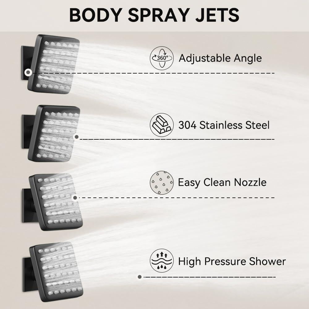 Conjunto de Ducha Completo STARBATH Negro Mate 12" 2 en 1