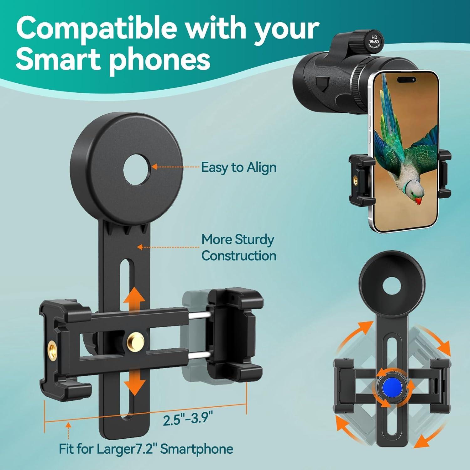 Monocular URBANCOAST 15x50 HD con trípode y adaptador