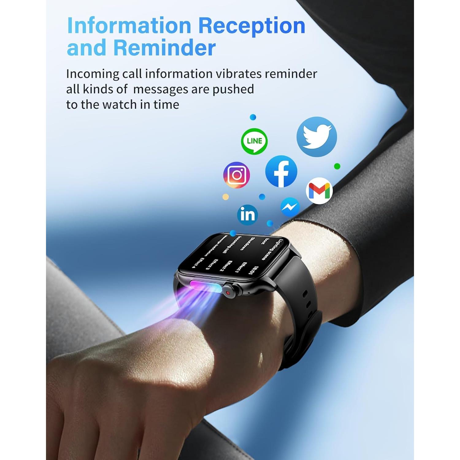 Reloj Inteligente Fitness Honghao 1.96" Negro para iOS/Android