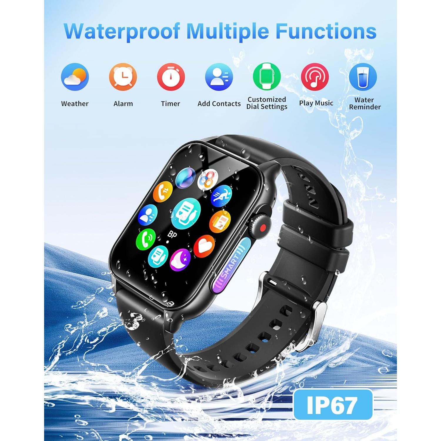 Reloj Inteligente Fitness Honghao 1.96" Negro para iOS/Android