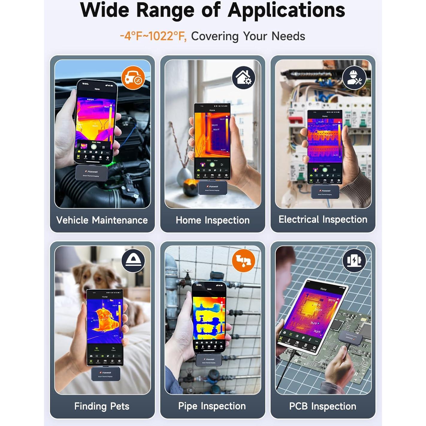 Cámara Térmica FOXWELL RT100 para Smartphone Android, IR 256x192
