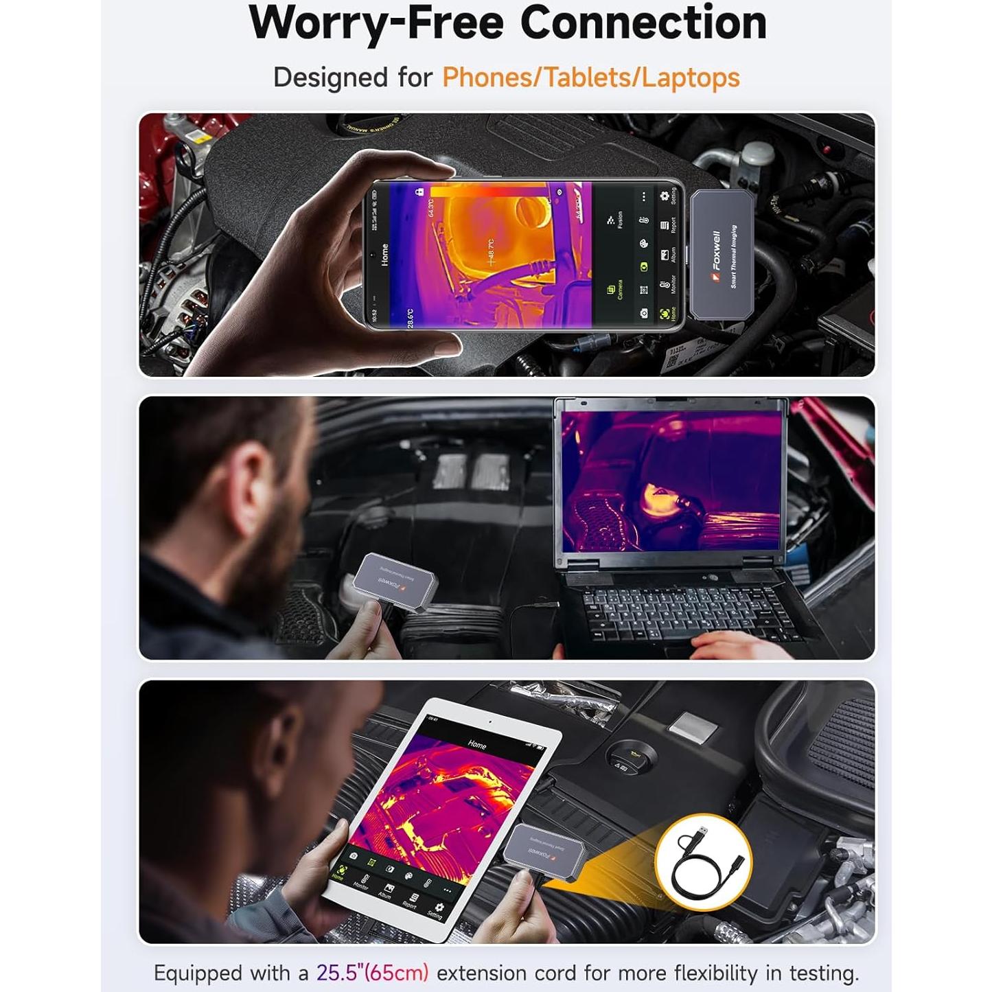 Cámara Térmica FOXWELL RT100 para Smartphone Android, IR 256x192