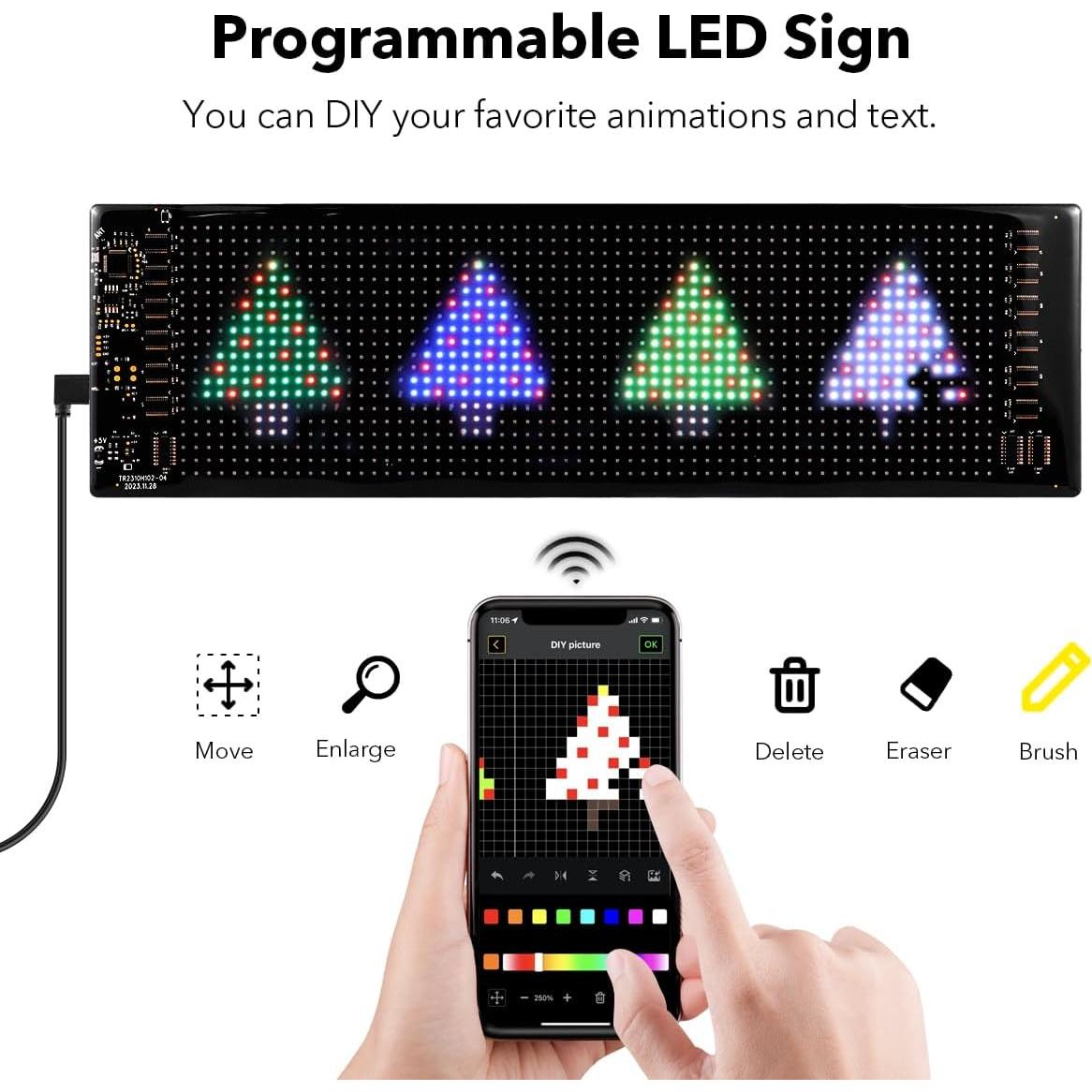Cartel LED Programable AIMENGTE 15x10cm USB Bluetooth