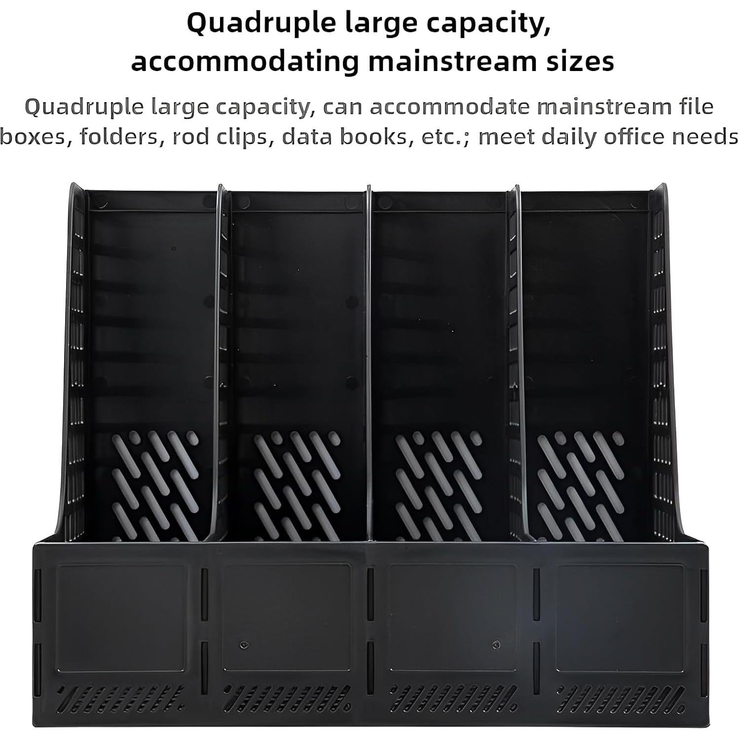 Soporte de Revistas ZQS Negro, Organizador de Escritorio 4 Compartimentos