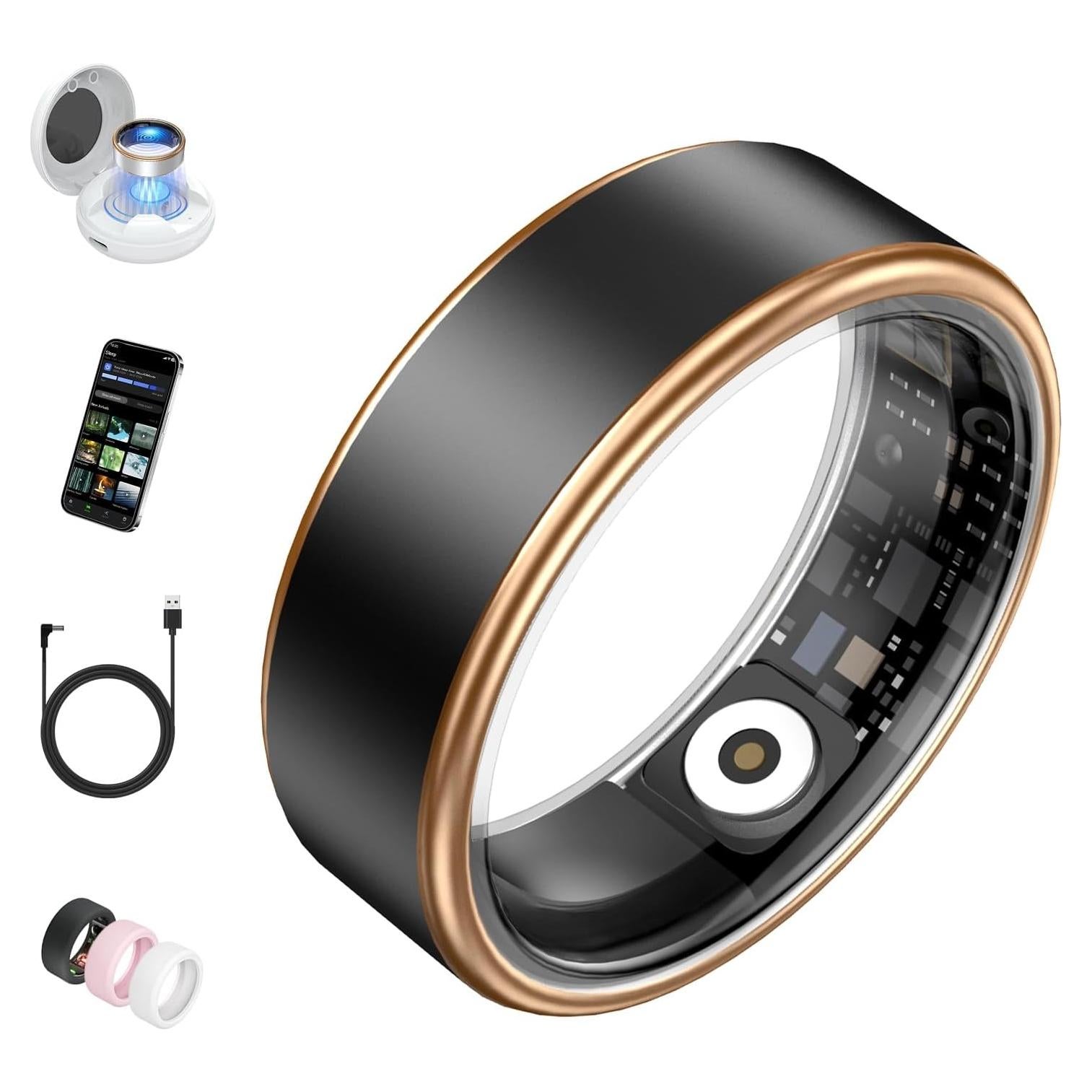 Anillo Inteligente Oucscru Negro 6# - Monitoreo Salud y Fitness