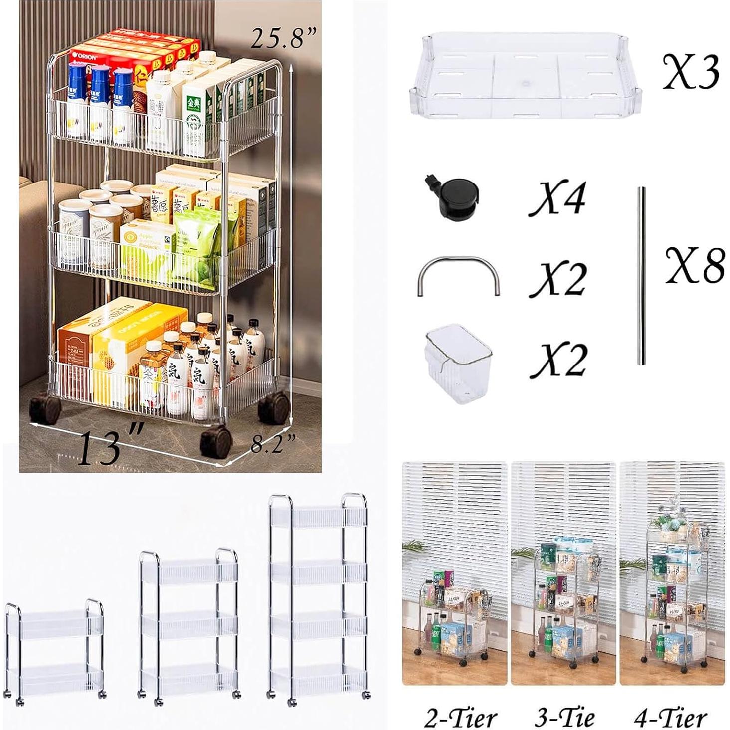Carro de Almacenamiento Rodante Dalekana 3 Niveles 20.8x33x65.5cm