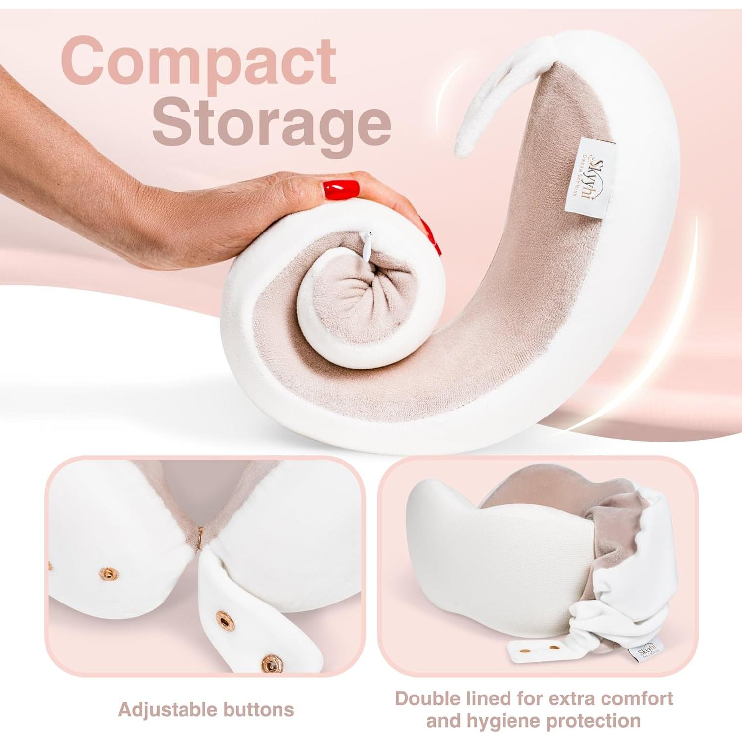 Almohada de Cuello Ajustada Skyyhi Pequeña Espuma Memoria Ceniza