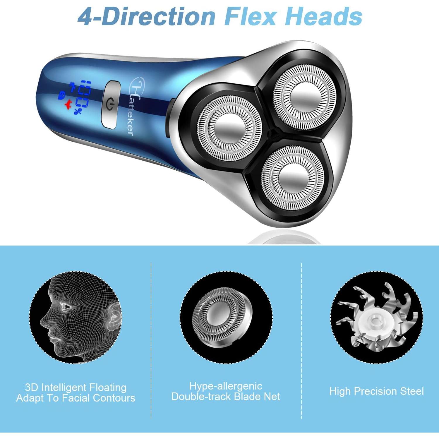 Afeitadora Eléctrica Hatteker RSCX-9608 4 en 1 Impermeable