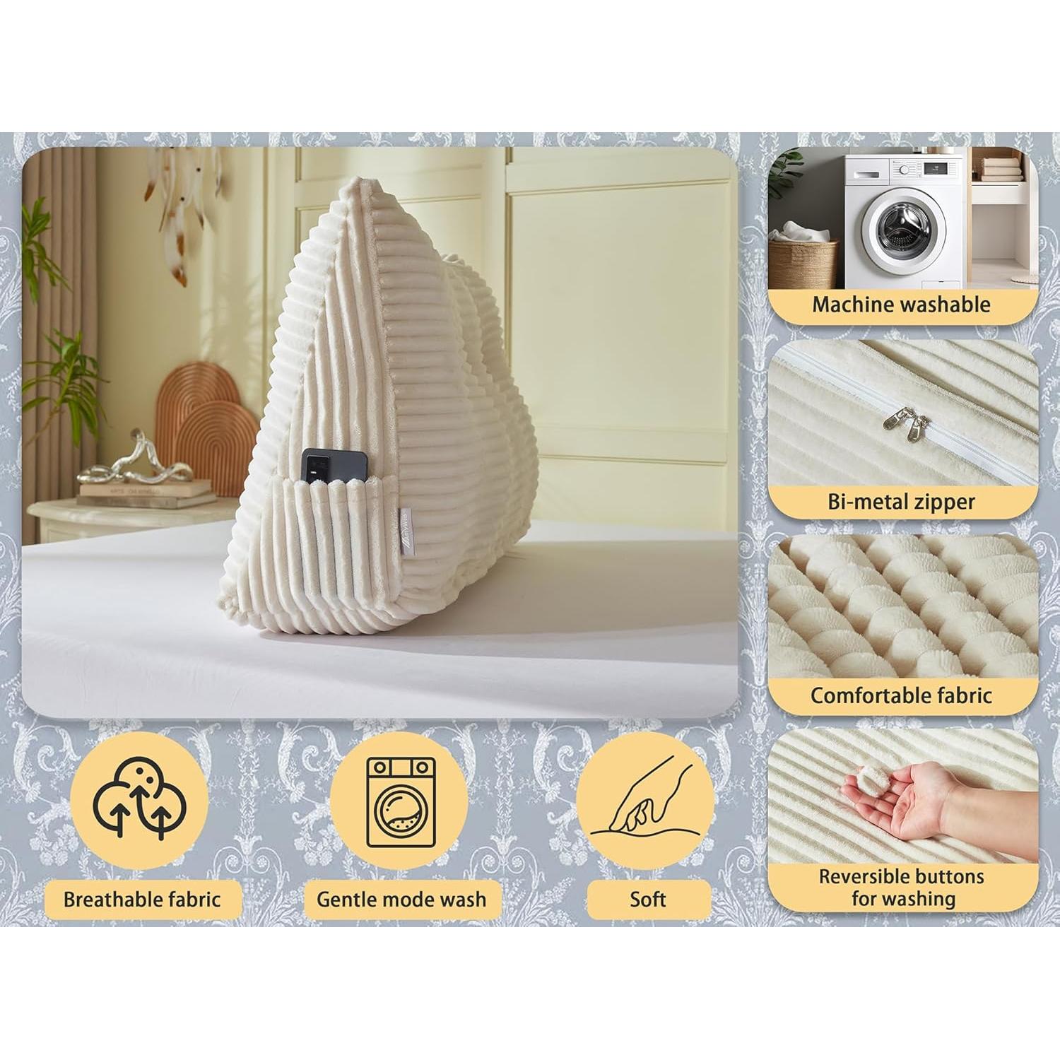 Cojín de respaldo cuña AmyWtb Reina 150x20x51 cm Beige