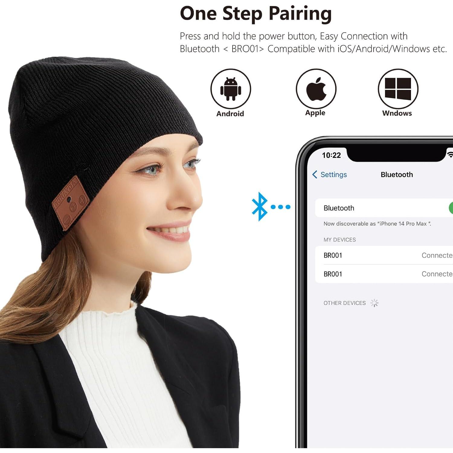 Gorro de lana merino Bluetooth BORAYDA negro 24h audio