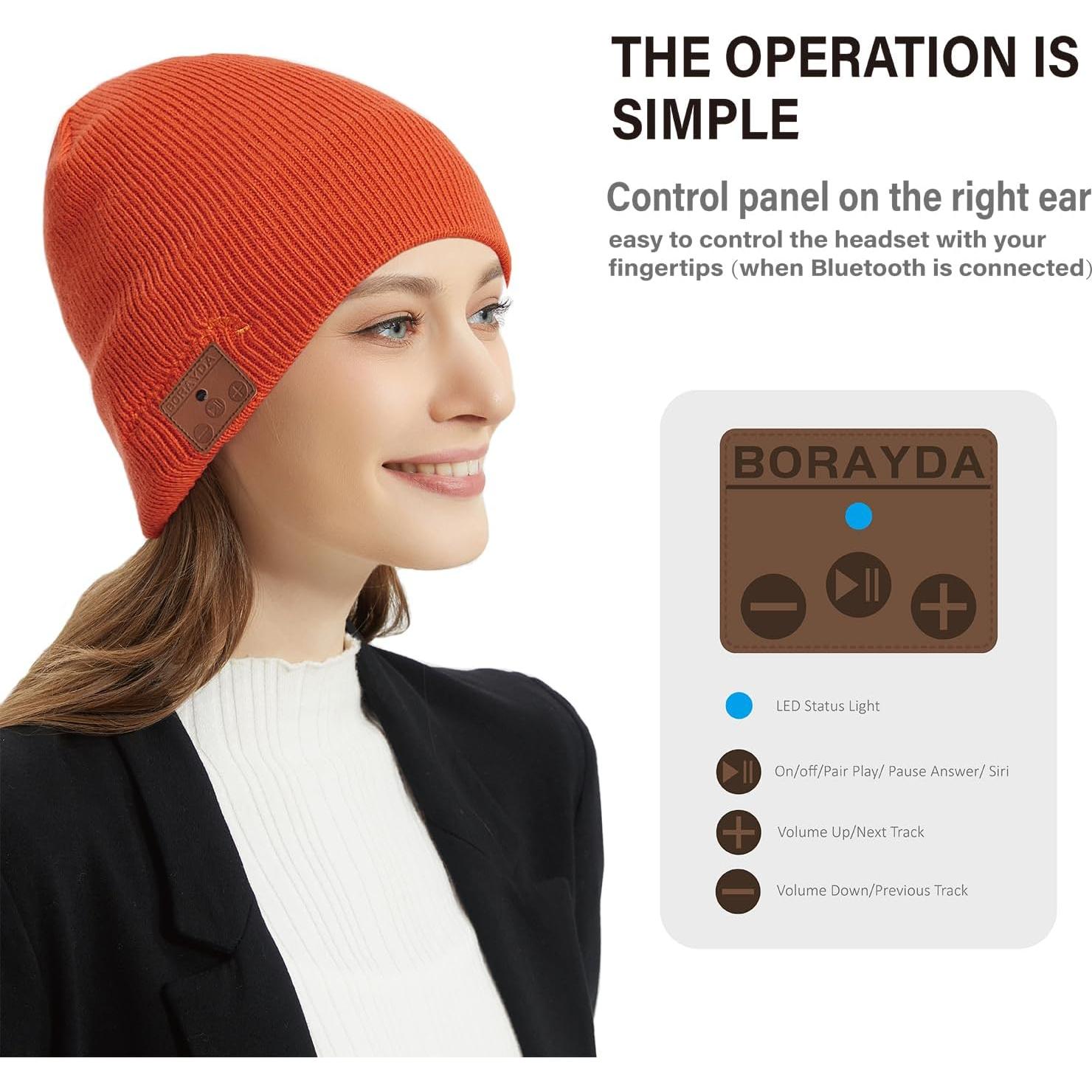 Gorro de lana merino Bluetooth BORAYDA negro 24h audio