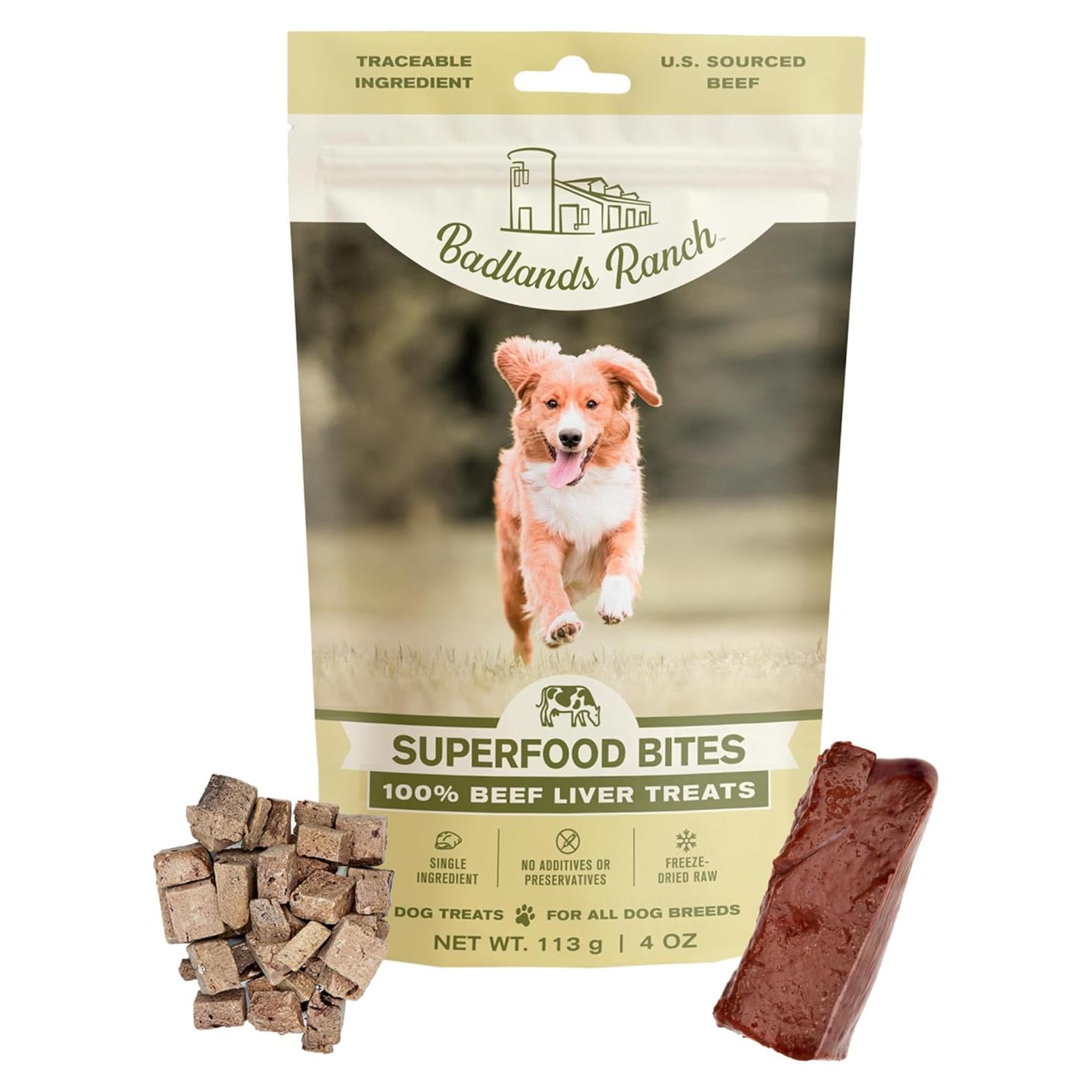 Bocado Superfood Badlands Ranch Hígado de Res 113g - Golosinas para Perros