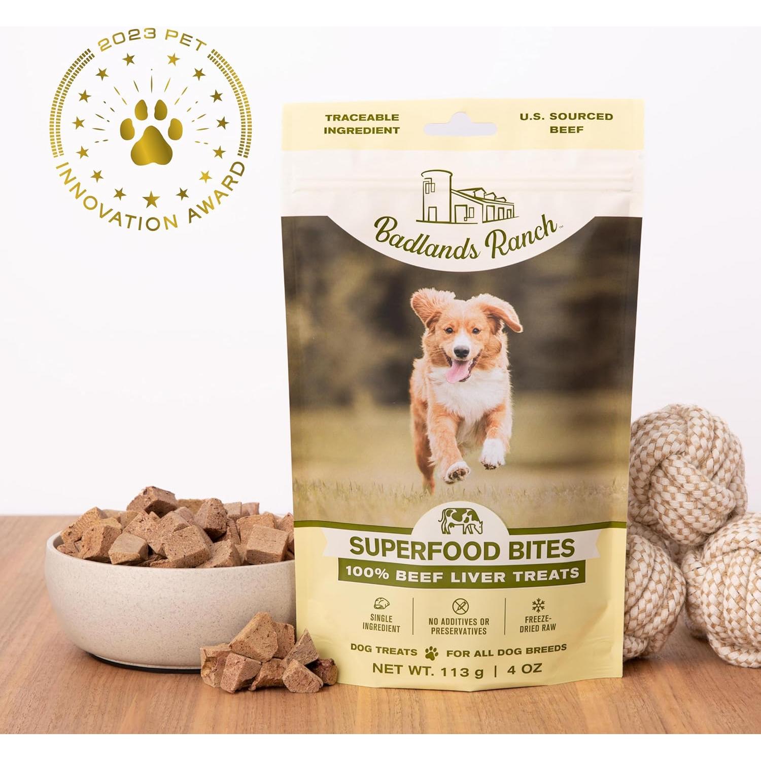 Bocado Superfood Badlands Ranch Hígado de Res 113g - Golosinas para Perros