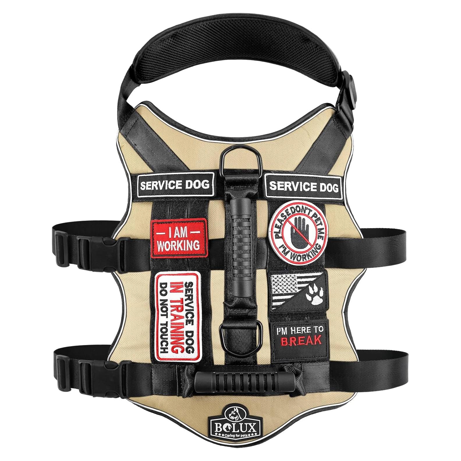 Arnés Táctico para Perros Bolux Amarillo Militar con 7 Piezas