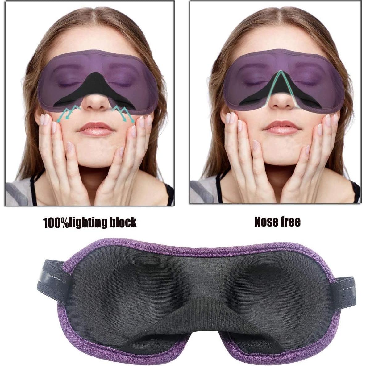 Máscara de Ojos 3D Reebent para Dormir Lavable - Negro