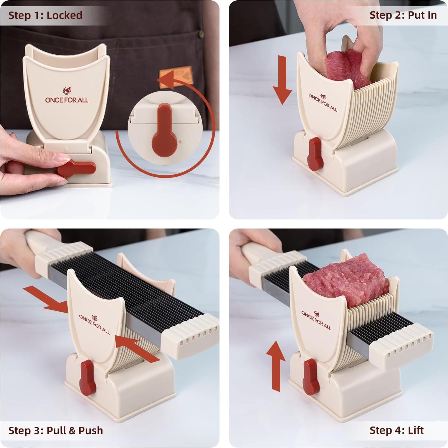 Cortador de Carne Manual UNA VEZ PARA TODOS - Rosa, 21.5 cm