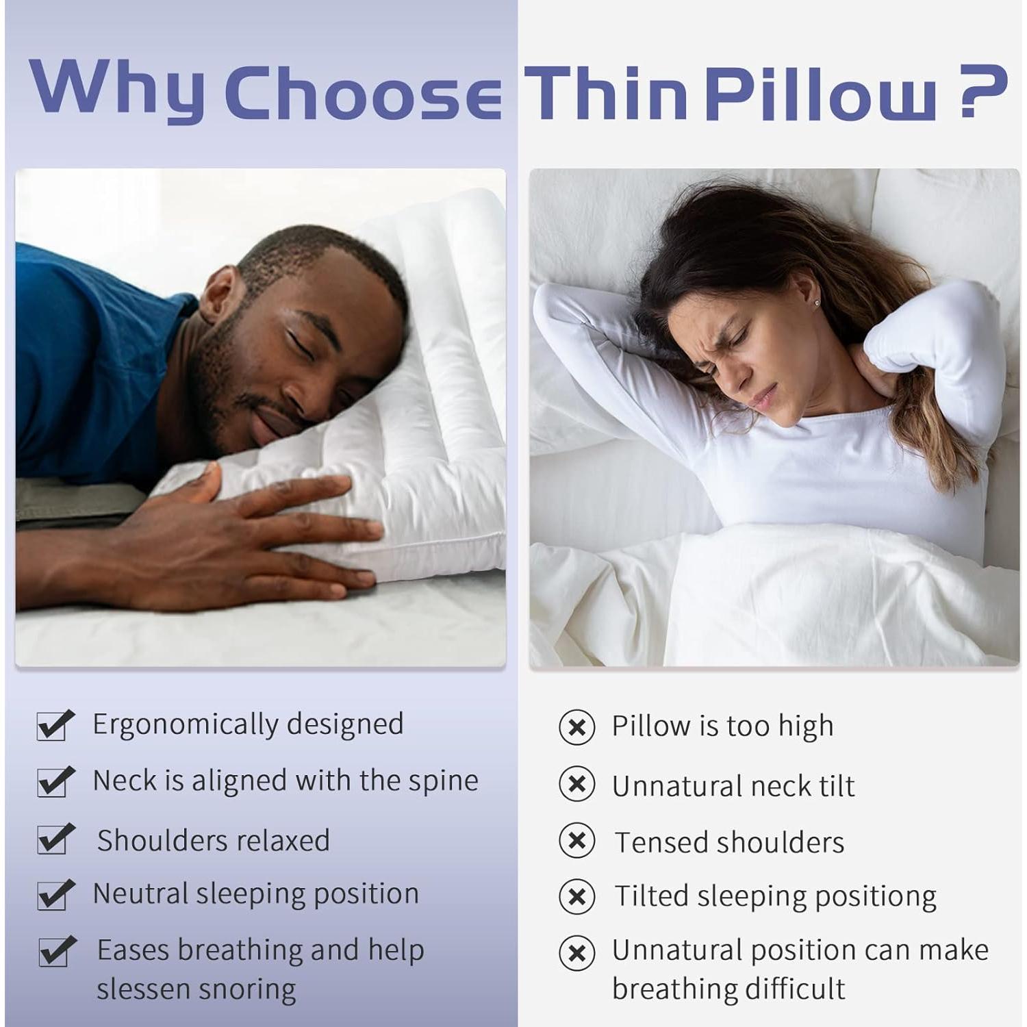 Almohada Ultra Delgada ROYALAY 18x26 cm para Dormir