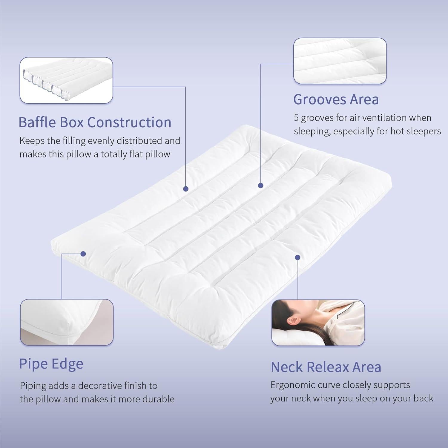 Almohada Ultra Delgada ROYALAY 18x26 cm para Dormir