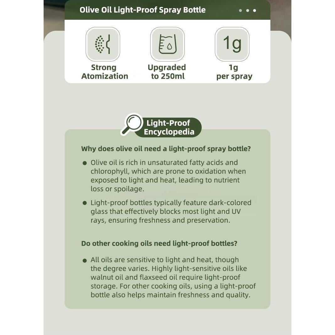 Rociador de Aceite FUSAYUKI 250ml a Prueba de Luz para Cocina