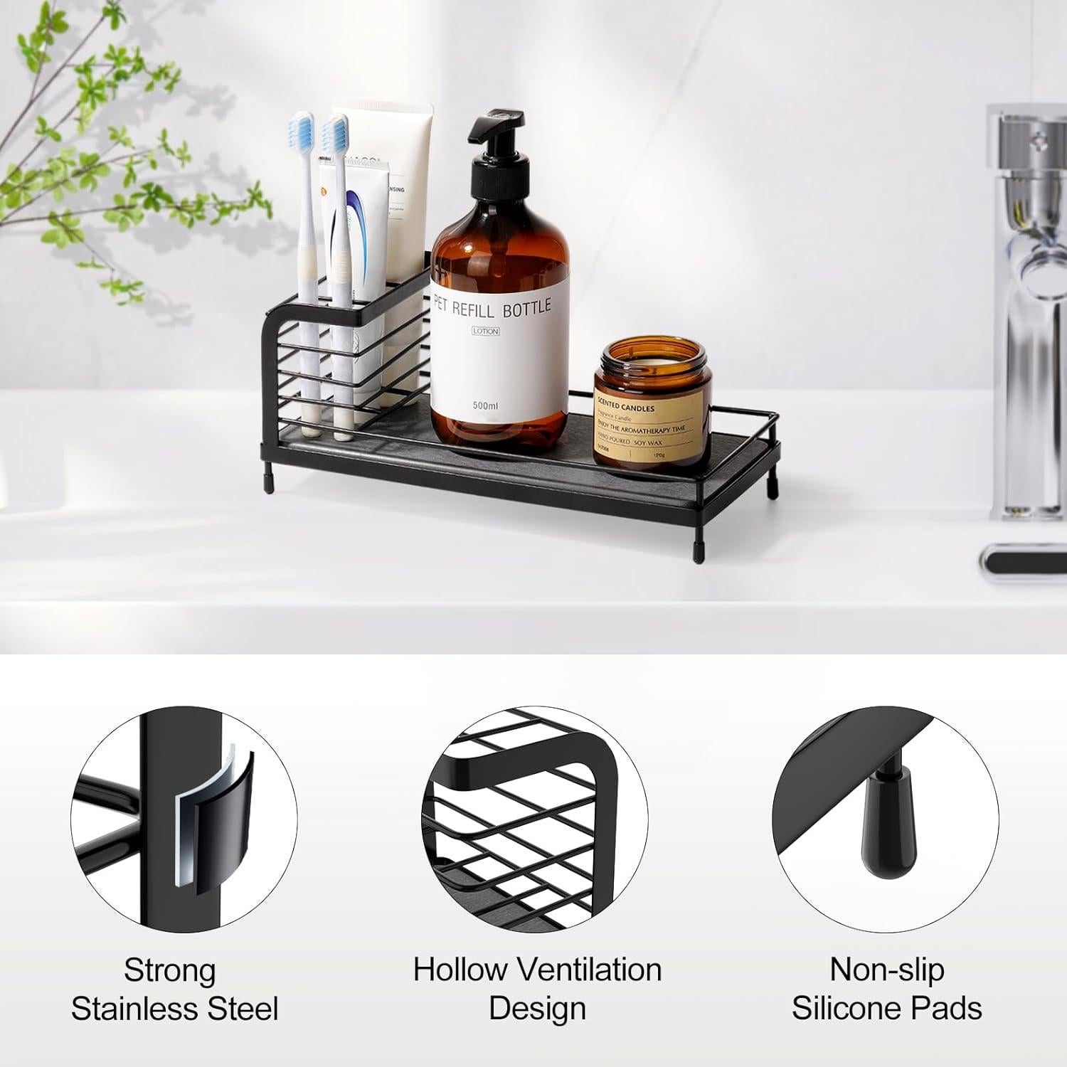 Soporte para Cepillos de Dientes Luxspire Acero Inoxidable Negro