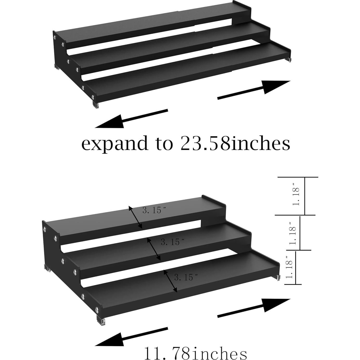 Organizador de especias Ipotive 3 niveles negro expandible